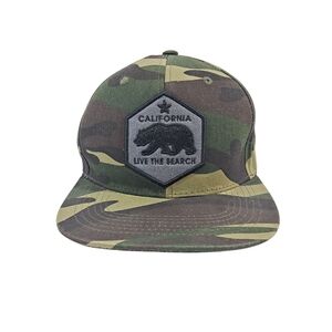 Top Level Flat Bill Snap Back Hat California Republic Bear Logo Camouflage Cap